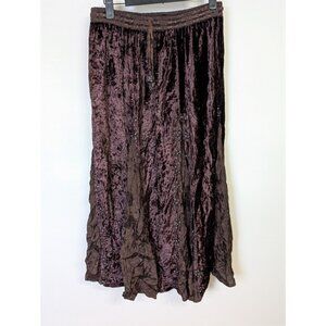 Vtg Gunit Brown Crushed Velvet Maxi Skirt Studded Fairy Renaissance Witchy Sz M